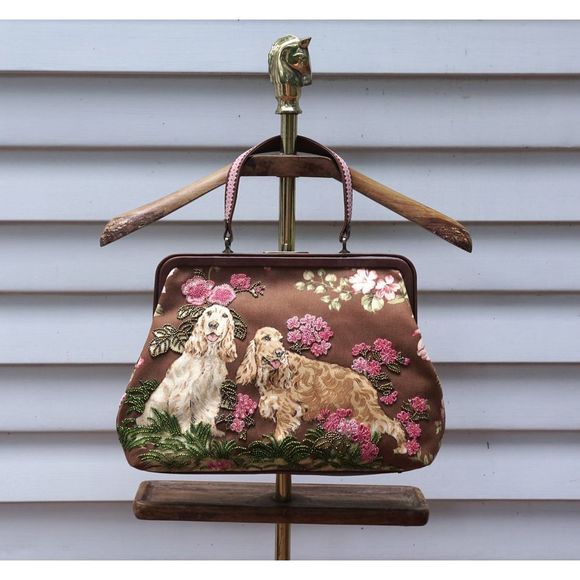 Isabella Fiore Handbags - NWT Vintage Isabella Fiore Golden Blonde Spaniel Dog Satchel Purse